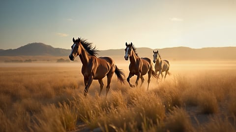 A Herd of Wild Horses Running Free Desktop Preview