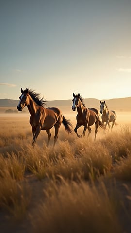 A Herd of Wild Horses Running Free Mobile Preview