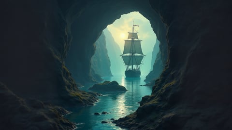 A Hidden Cove with a Pirate Ship Mobile Preview