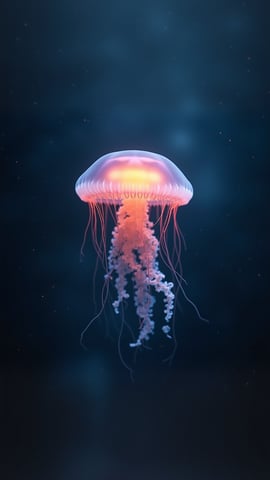 Jellyfish Glowing in the Deep Ocean Mobile Preview