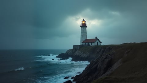 A Lighthouse on a Stormy Coast Desktop Preview
