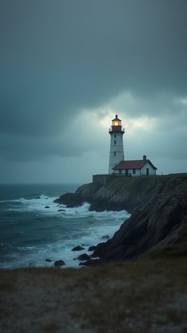 A Lighthouse on a Stormy Coast Mobile Preview