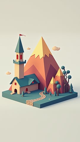 Low Poly Render of a Famous Mountain Peak Mobile Preview