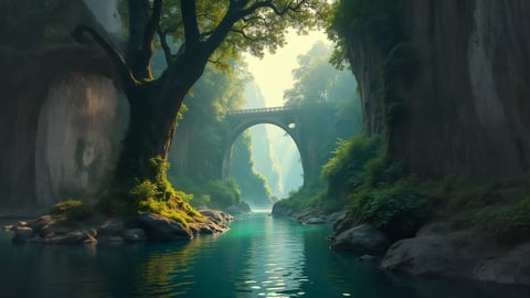 Lush Green Jungle with a Hidden Waterfall Desktop Preview