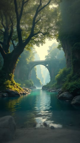 Lush Green Jungle with a Hidden Waterfall Mobile Preview