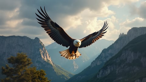 Majestic Eagle Soaring Through the Mountains Desktop Preview
