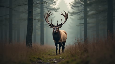 Majestic Moose in a Misty Forest Desktop Preview