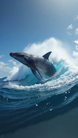 Majestic Whale Breaching the Water Mobile Preview