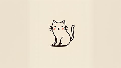 Minimalist Line Art Cat on Pastel Desktop Preview