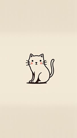 Minimalist Line Art Cat on Pastel Mobile Preview