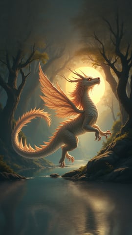 Mythical Kirin with Glowing Scales in Bamboo Forest Mobile Preview