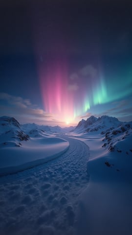 Panoramic Northern Lights Over Arctic Landscape Mobile Preview