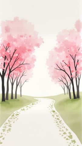 A Path Lined with Blossoming Almond Trees Mobile Preview