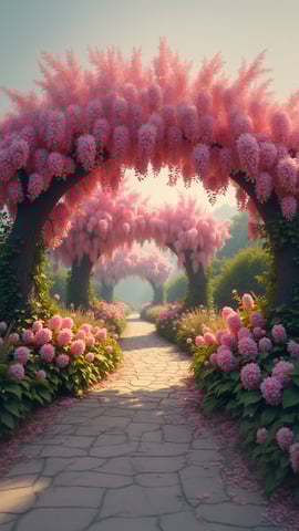 Pathway Under a Purple Wisteria Canopy Mobile Preview