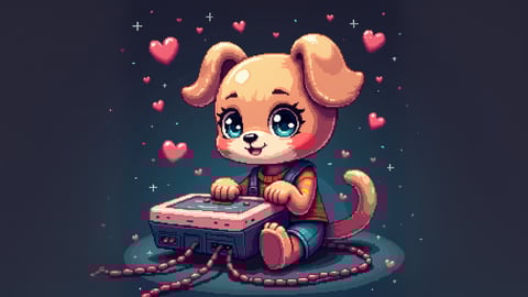 Colorful Retro 8-Bit Pixel Hearts Pattern Mobile Preview