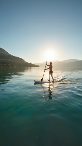 Paddleboarding Bliss on a Crystal Lake Mobile Preview
