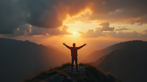 Sunrise Serenity: Cliffside Contemplation Desktop Preview