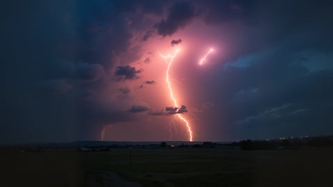 Powerful Lightning Storm Over Desert Landscape Desktop Preview