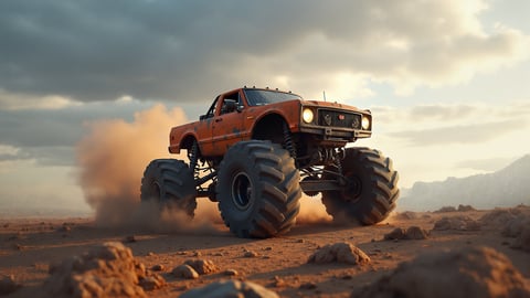 Powerful and Dramatic Monster Truck Wallpaper Desktop Preview
