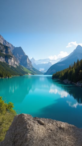 Pristine Alpine Lake with Turquoise Water and Mountain Surroundings Mobile Preview