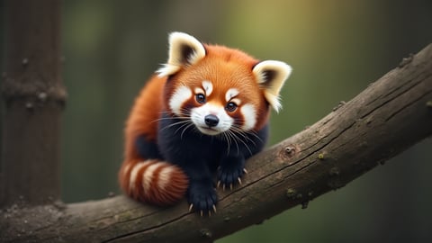 Red Panda Sleeping Peacefully on a Tree Branch Desktop Preview