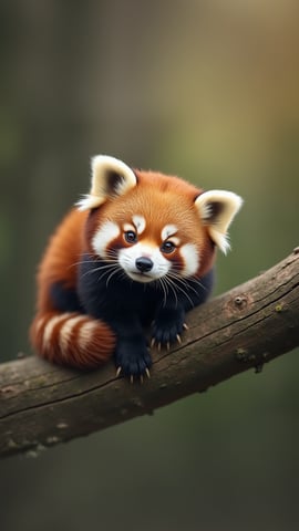 Red Panda Sleeping Peacefully on a Tree Branch Mobile Preview
