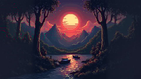 Retro 8-Bit Classic Movie Scene Wallpaper Desktop Preview