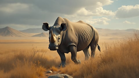 Rhinoceros in the African Savanna Desktop Preview