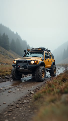 Rugged Off-Road Vehicle in Muddy Terrain Mobile Preview