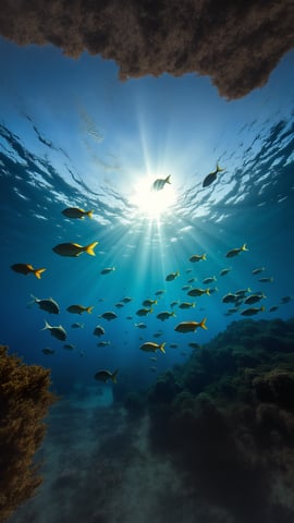 A School of Brightly Colored Tropical Fish Swimming in Unison Mobile Preview