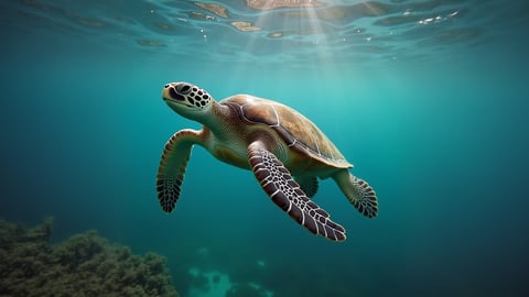 Sea Turtle Swimming Gracefully Underwater Desktop Preview