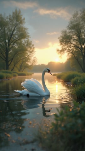 Serene Swan on a Sunlit Lake Mobile Preview