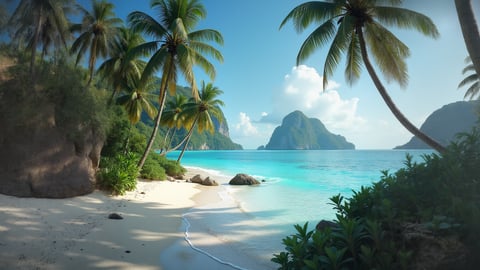 Serene Beach with Crystal-Clear Water Desktop Preview
