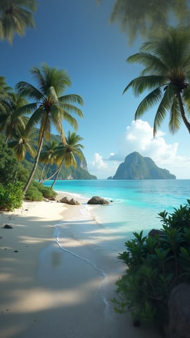 Serene Beach with Crystal-Clear Water Mobile Preview