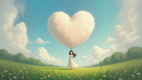 Heart-Shaped Cloud in a Blue Sky Desktop Preview