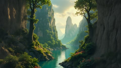 Solarpunk Cityscape: Buildings Embraced by Nature Desktop Preview