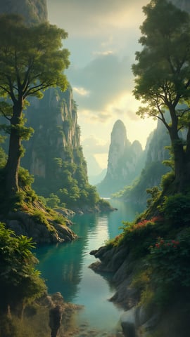 Solarpunk Cityscape: Buildings Embraced by Nature Mobile Preview