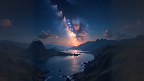 A Starry Night Sky Over the Mountains Mobile Preview