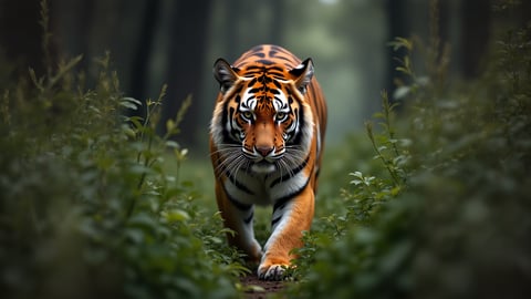Tiger Stalking Through the Jungle Desktop Preview