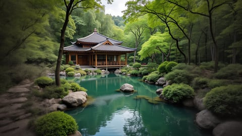 A Tranquil Japanese Garden with a Koi Pond Desktop Preview