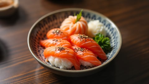 A Vibrant and Fresh Platter of Sushi and Sashimi Desktop Preview