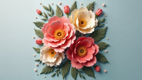 A Vibrant Bouquet of Paper Flowers Desktop Preview