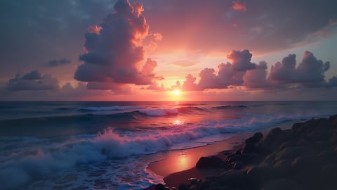 Vibrant Sunset Over the Ocean Desktop Preview