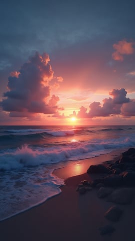 Vibrant Sunset Over the Ocean Mobile Preview