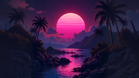 A Visual Representation of a Synthwave Scene Desktop Preview