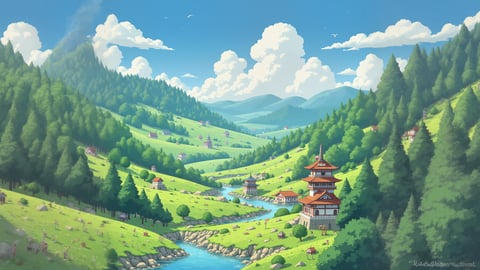 Whimsical Pastel Cityscape with Floating Islands Desktop Preview