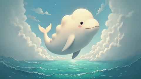 Whimsical Whale in the Clouds Mobile Preview