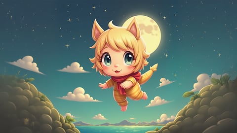 Smiling Moon Fishing for Stars Desktop Preview