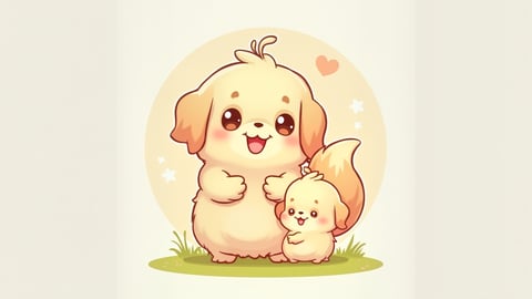 A Whimsical Illustration of Cute, Personified Dogs Mobile Preview