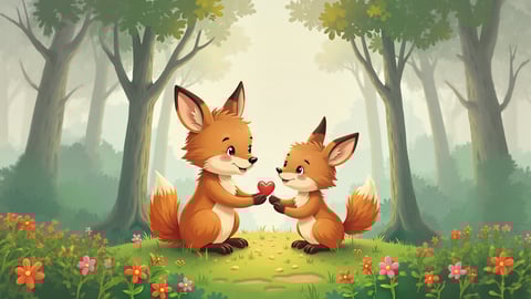 A Whimsical Reading Scene: Fox and Rabbit Under a Tree Desktop Preview